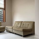 Three vintage seating elements with corduroy fabric