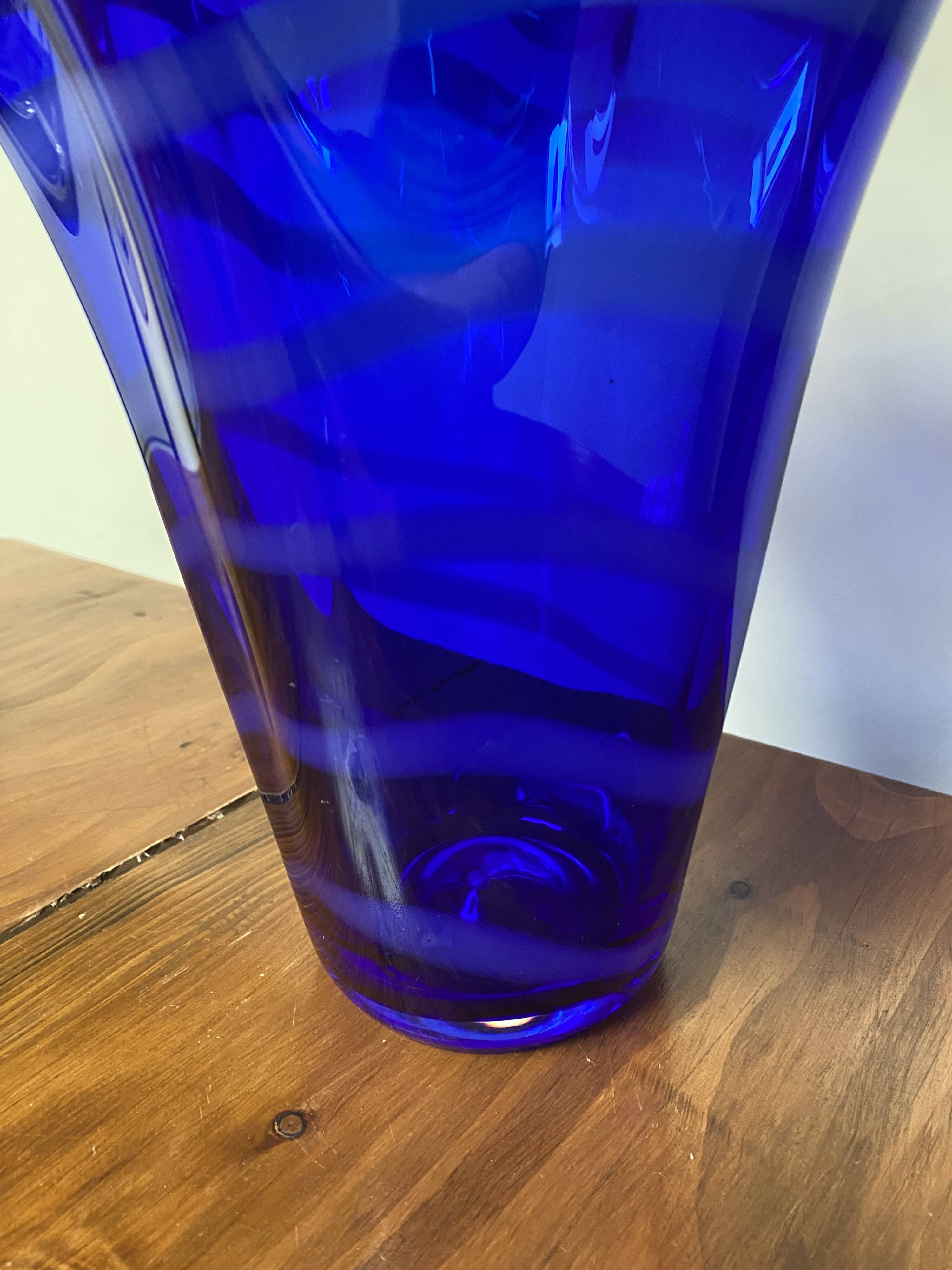 cobalt blue handkerchief vase