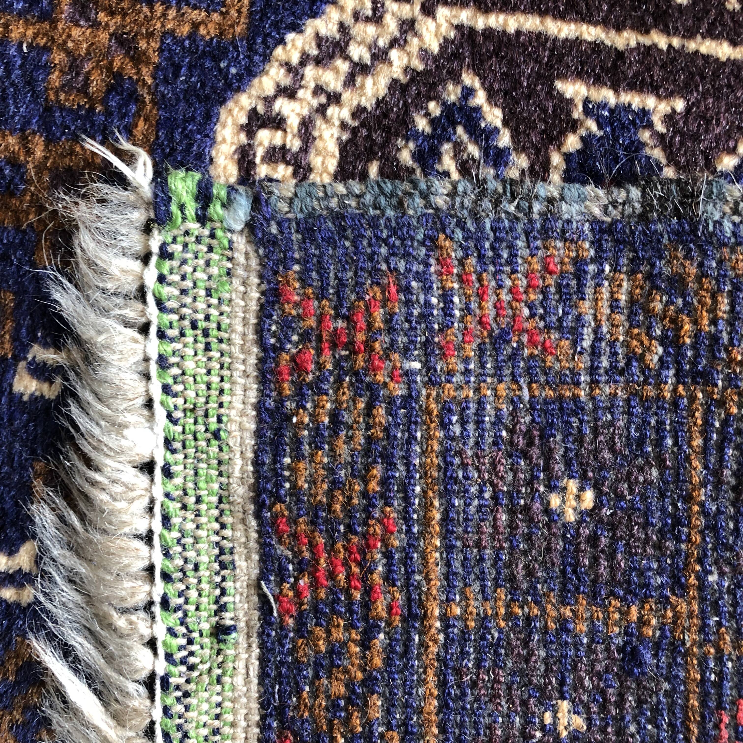 Old oriental carpet 111x195 - dominant blue