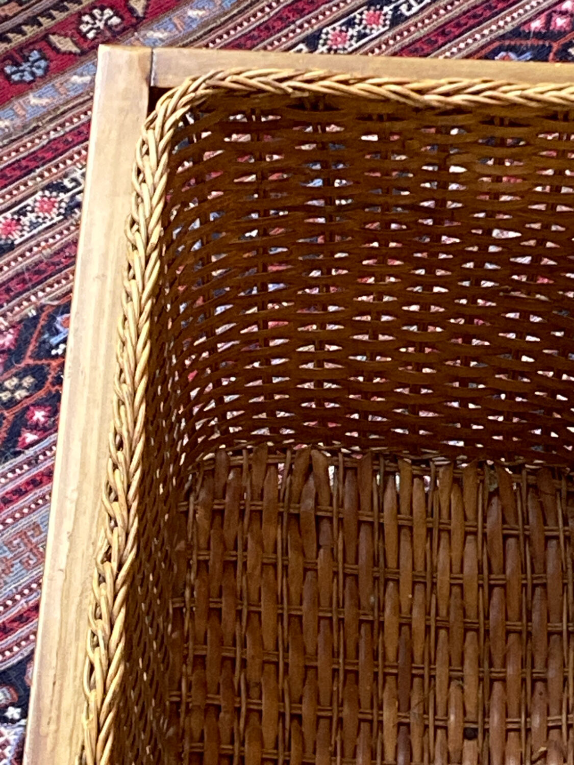 Wicker and wood basket