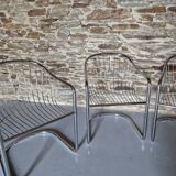 Lot de 4 Chaises à Bras, En Métal Chromé – 1970