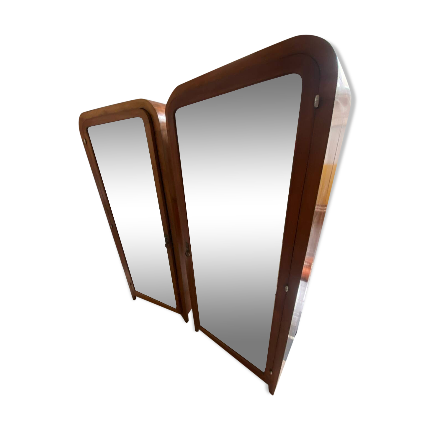 Pair of rounded mirrored wardrobes