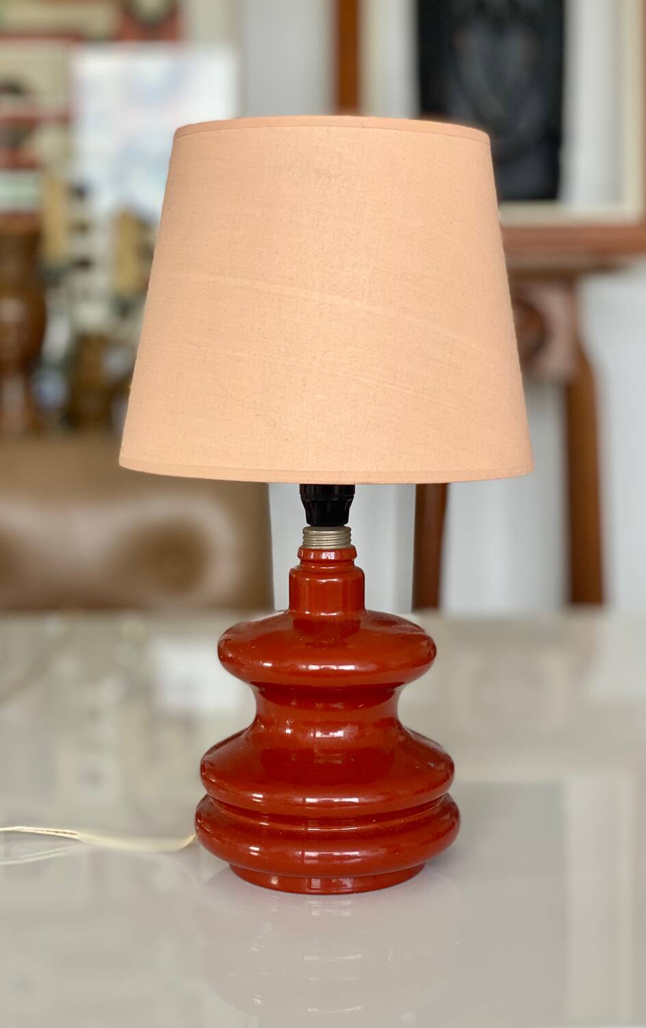 Ceramic rust bedside table lamp 1970 1980