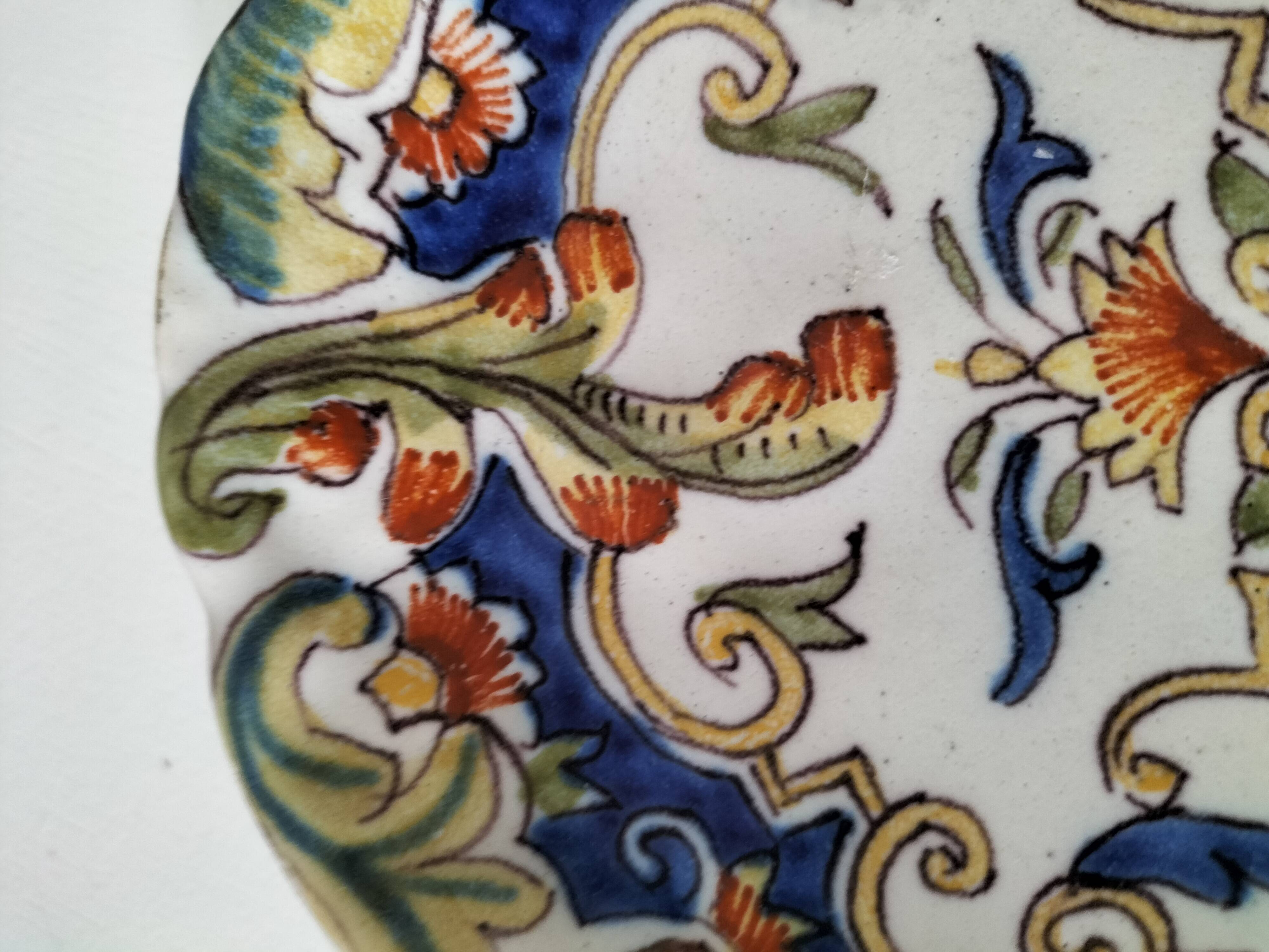 Breakfast set duo Desvres Fourmaintraux regionalist decoration