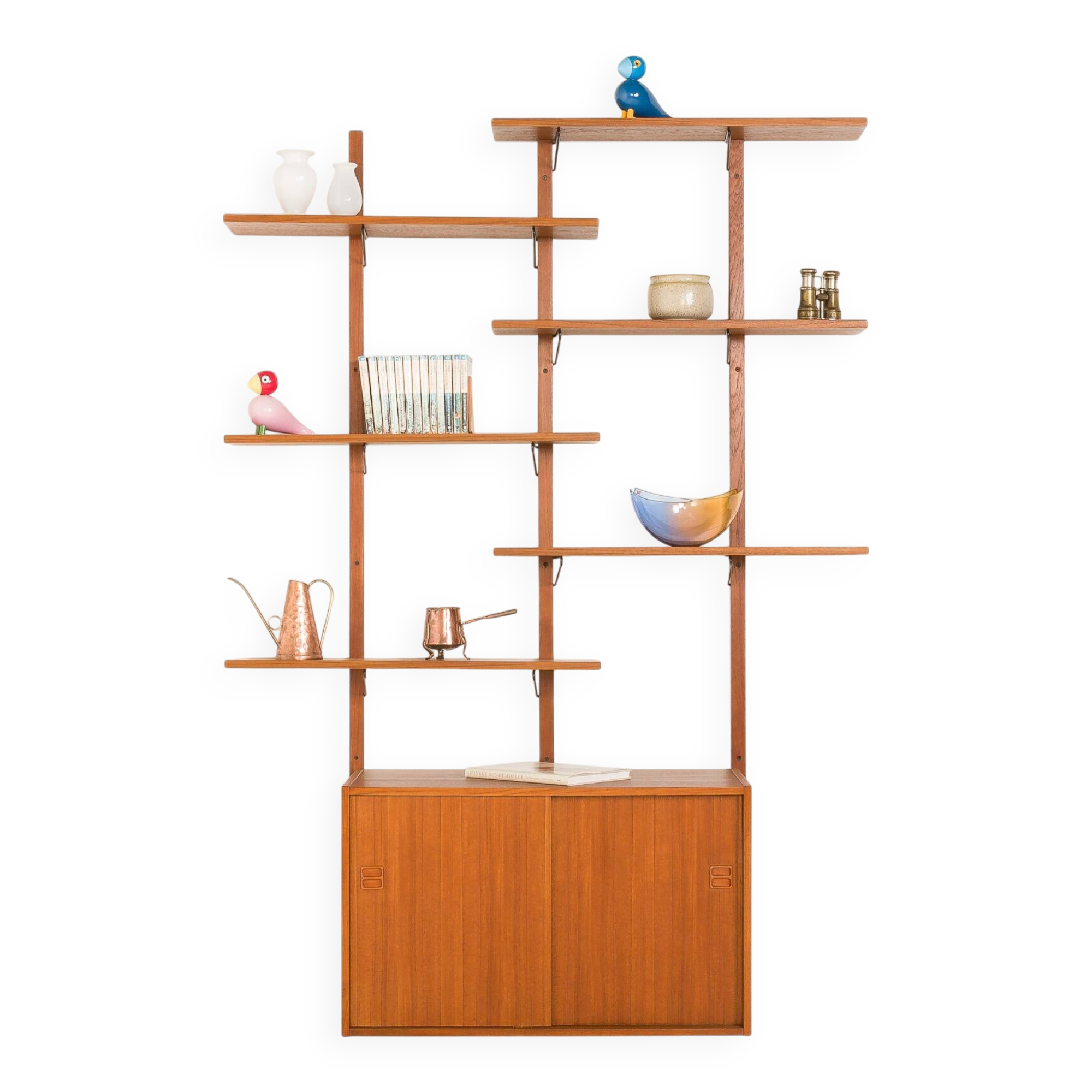 Scandinavian mid-century teak wall unit, Denmark 1970s