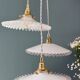 Vintage triple suspension lampshade in white opaline.