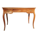 Flat desk in solid cherry wood, Louis XV style.
