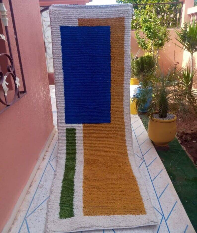 Traditional handmade hallway runner, size 75 x 300 cm