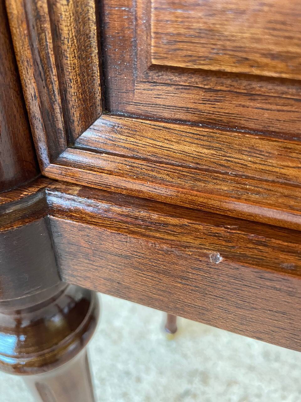 Louis XVI style bedside table, Carrara marble and mahogany