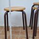 3 vintage stackable stools in wood and metal, industrial style, 45 cm