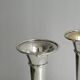 2 large patinated metal soliflores