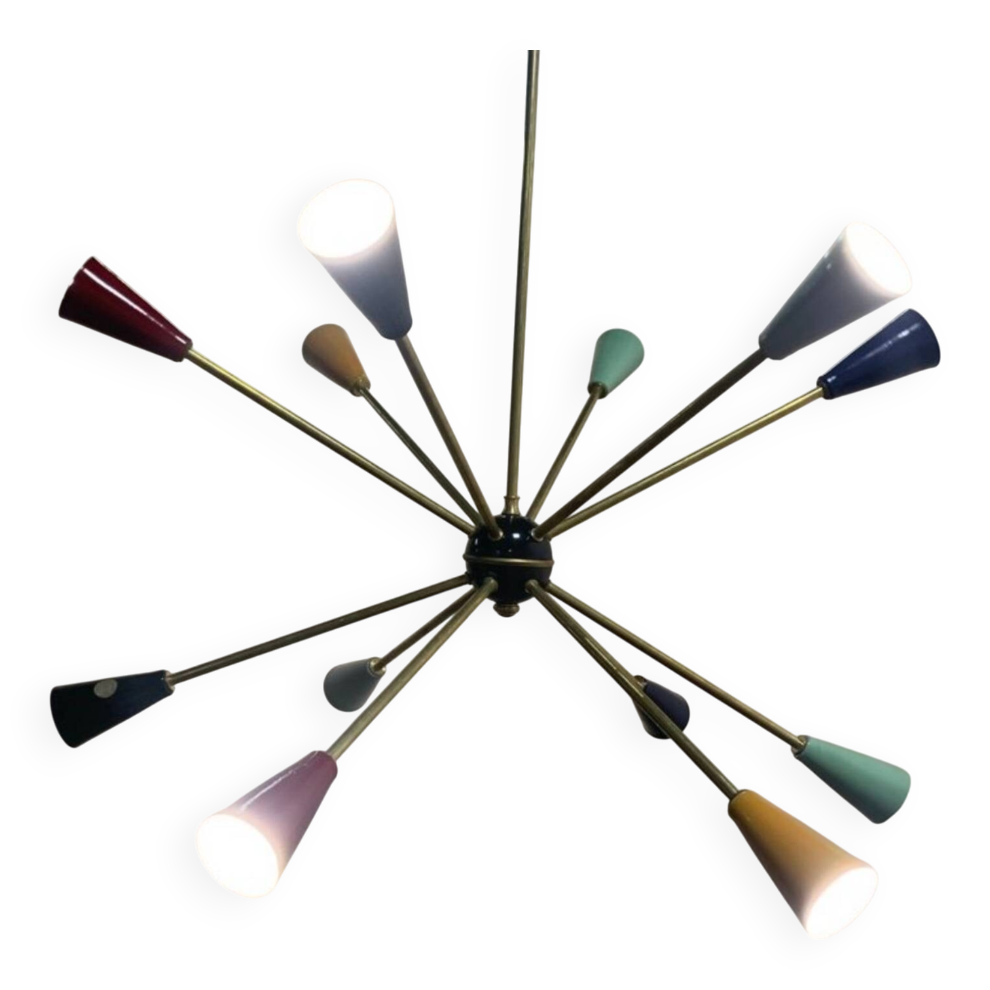 Lustre à 12 branches Sputnik Stilnovo des années 1950