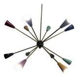 Lustre à 12 branches Sputnik Stilnovo des années 1950