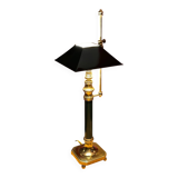 Large Empire Bouillotte Lamp in Brass and Lacquered Sheet Metal Restored - H6