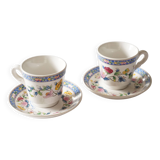 Set of 2 porcelain coffee cups with floral decoration "Bergère de France"