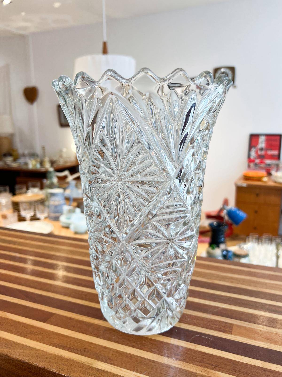 Large moulded glass vase - 1970s/80s