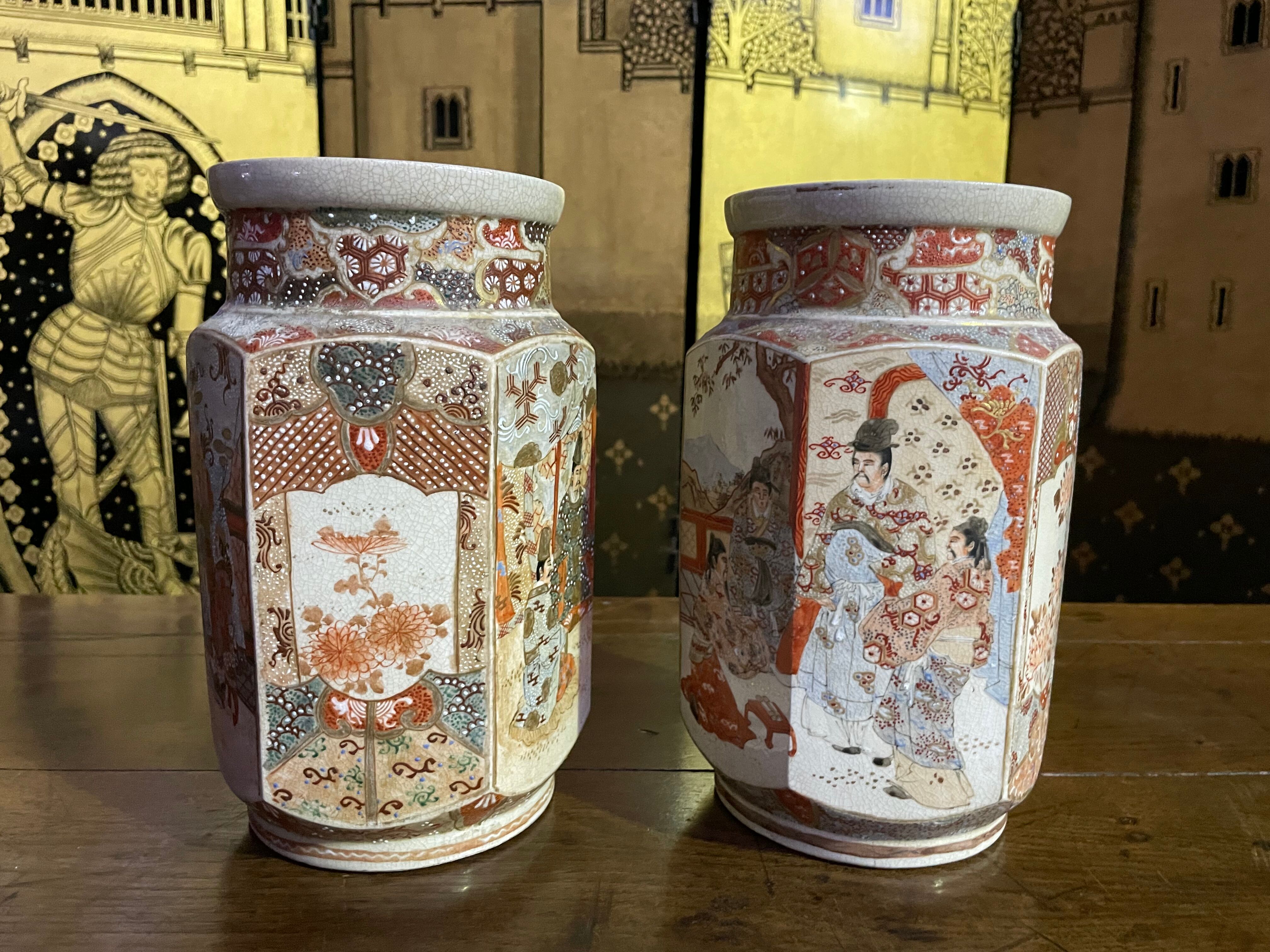 Pair of Japanese vases "Satsuma"
