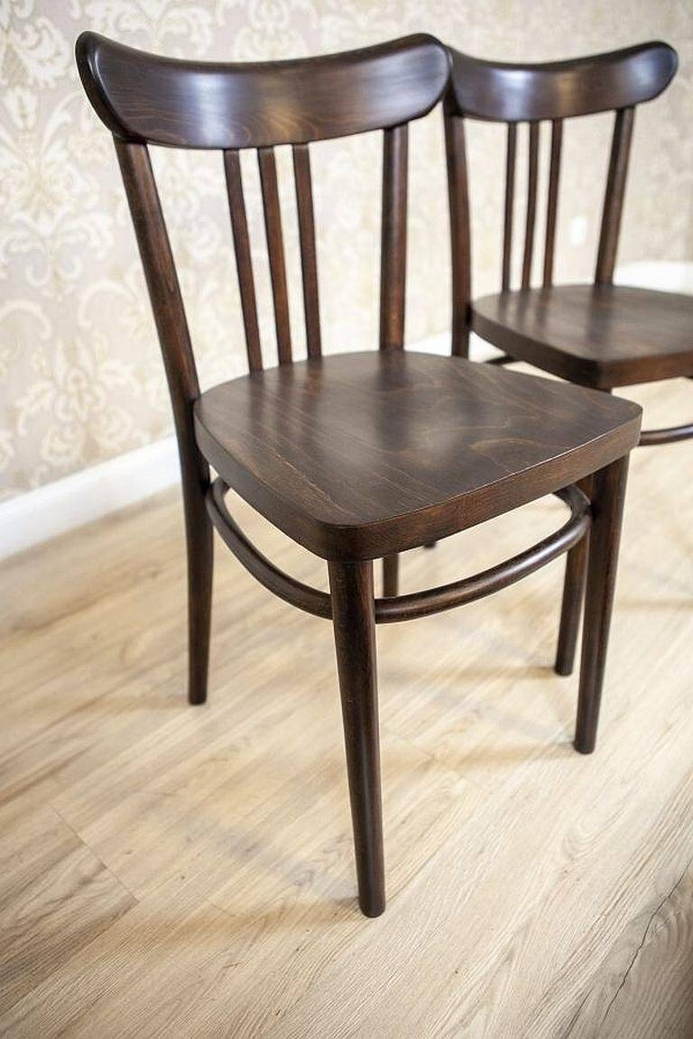 Set of Vintage Brown Beech Chairs, 1950s