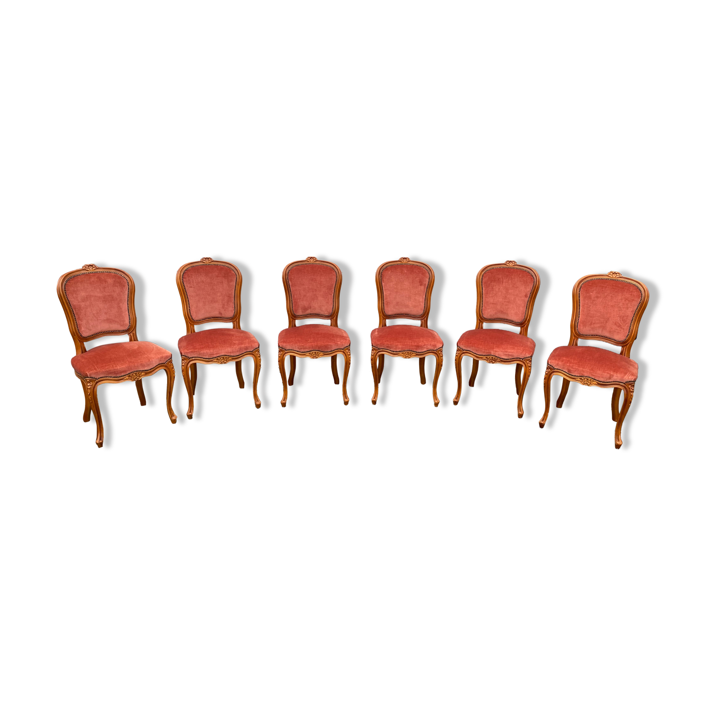6 chairs Louis XV red style