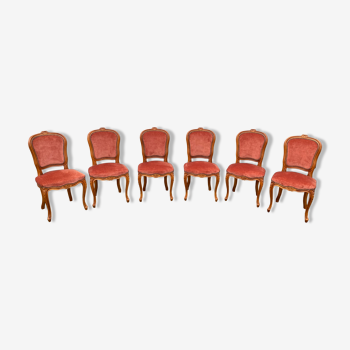 6 chairs Louis XV red style