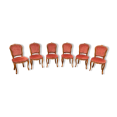 6 chairs Louis XV red style