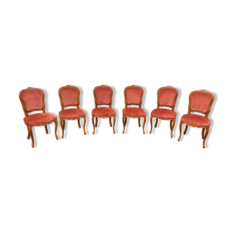 6 chaises style Louis XV rouge