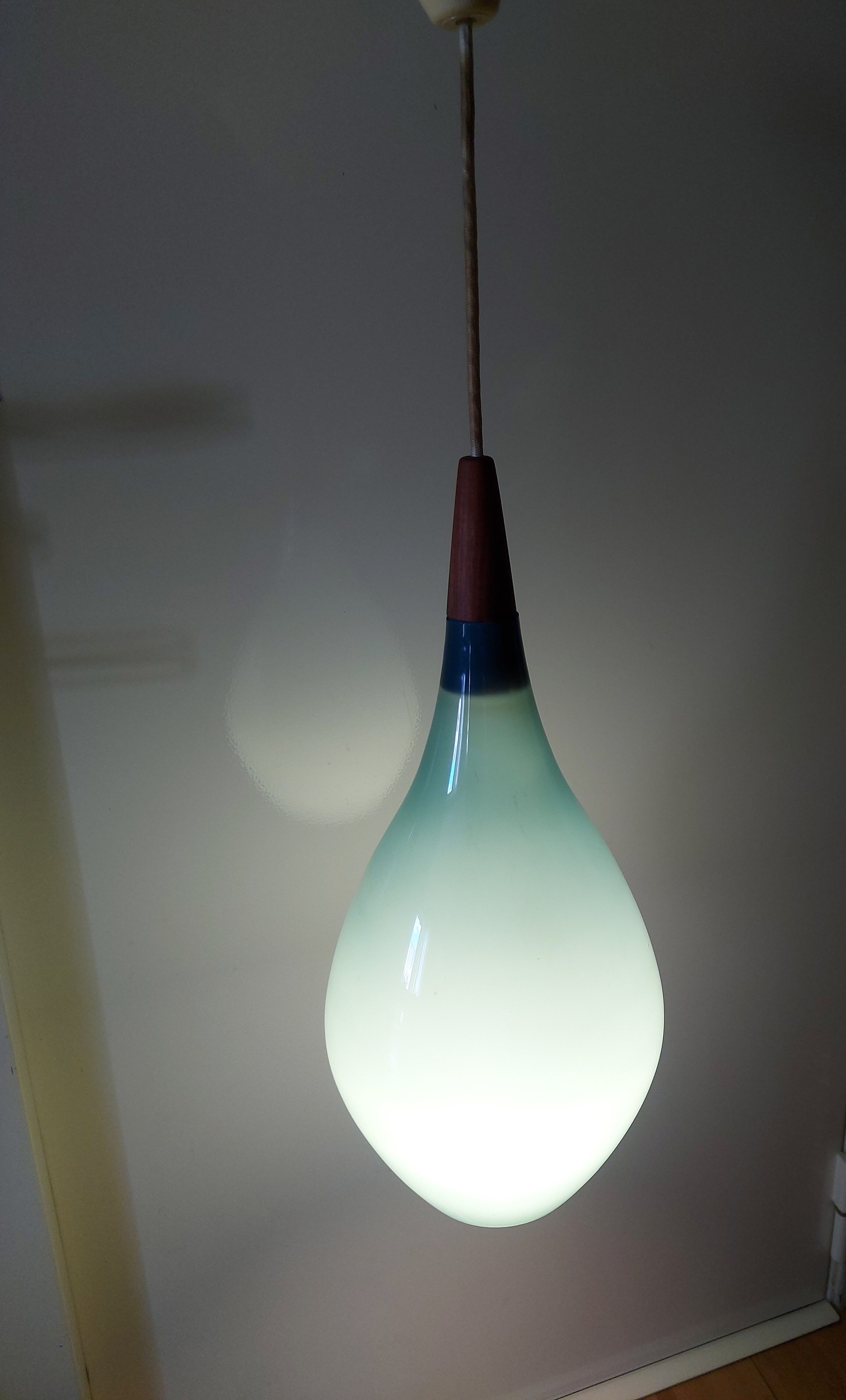 Scandinavian glass pendant light Holmegaard 50, 60's