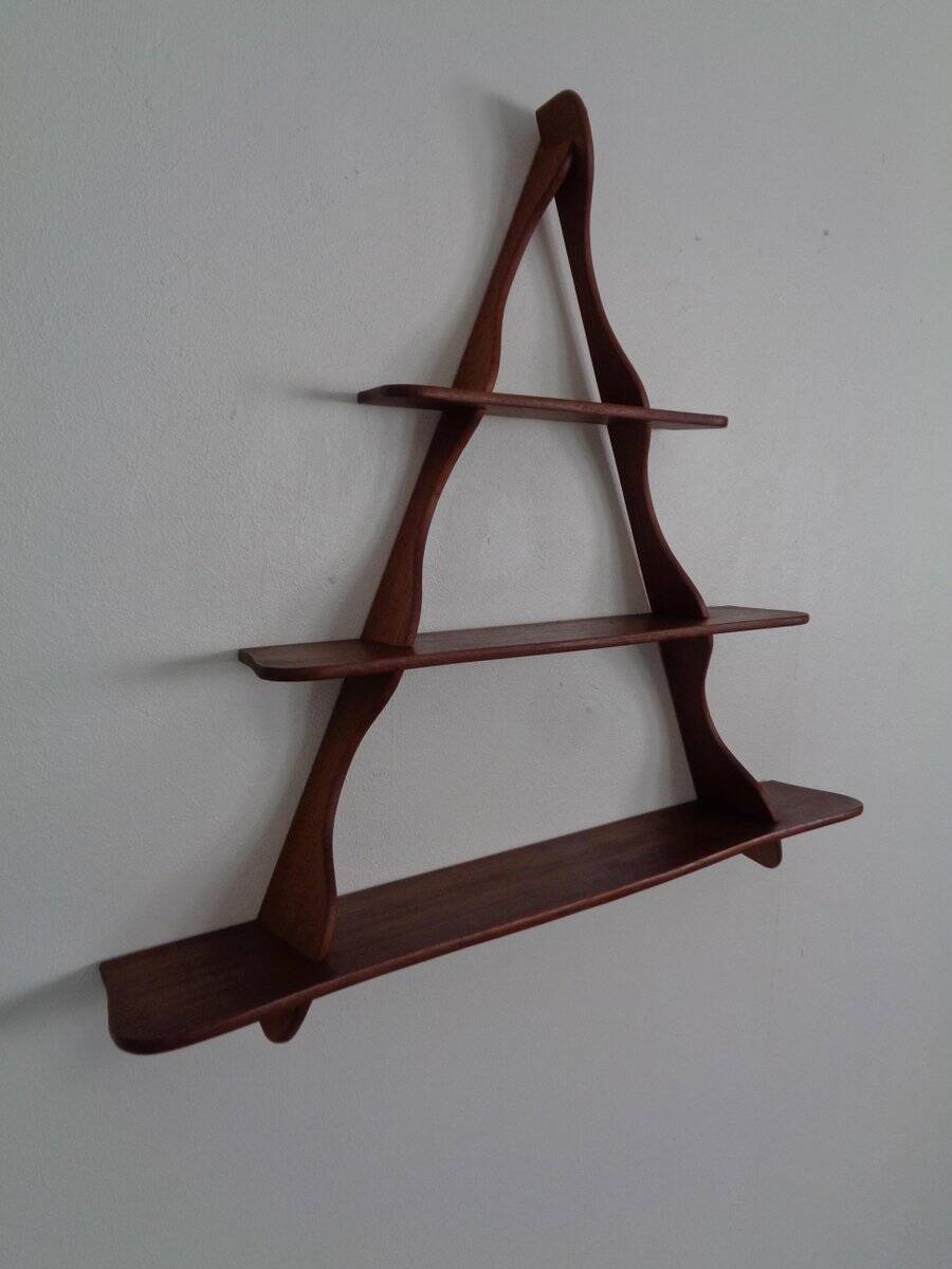 Mid-Century Triangular Teak Wall Shelf, Germany, 1960s