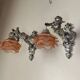Pair of wall sconces, cherubs, angels, silvered