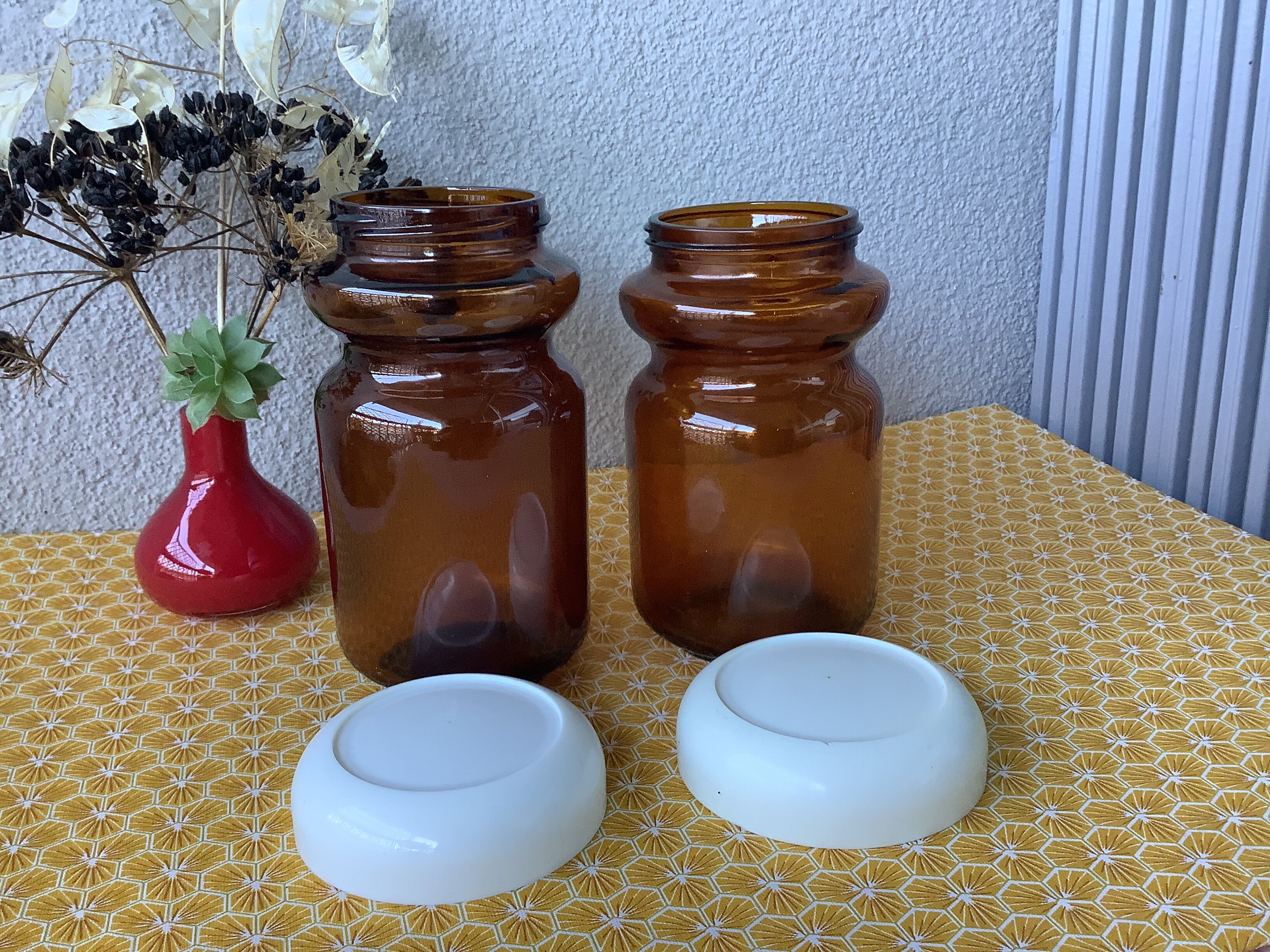 Amber glass jars Chicory Leroux