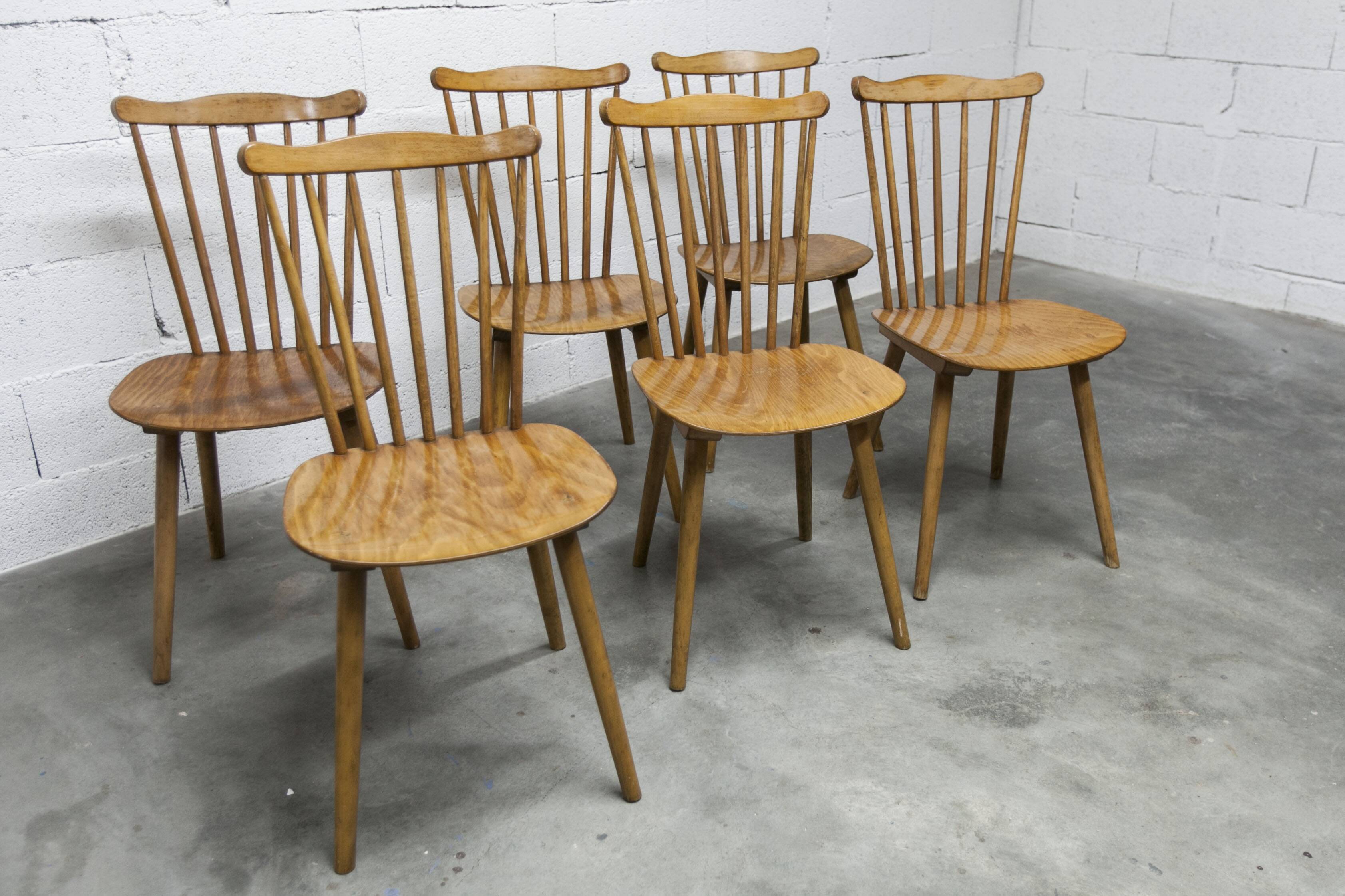 Ensemble de 6 chaises Baumann modèle Menuet