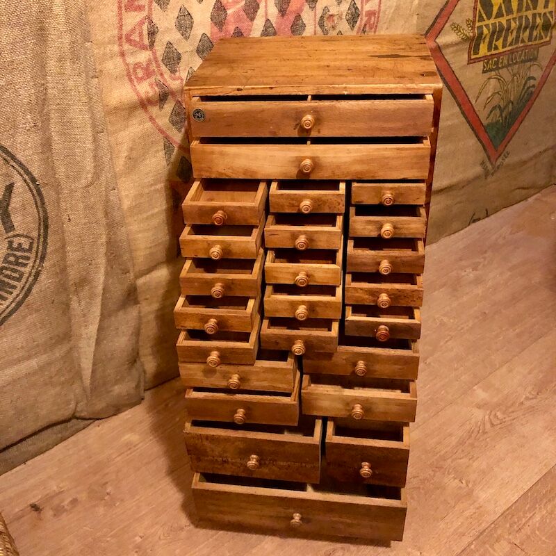 Old furniture 24 drawers Manufrance - Watchmaker's layette