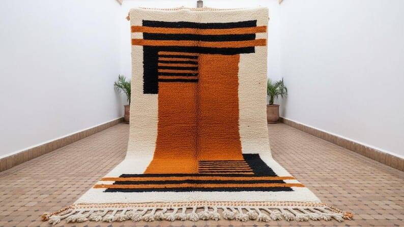 Tapis en laine pure fait main traditionnelle taille 150 x 250 cm