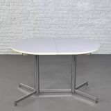 1950s oval extendable dining table in chrome and formica