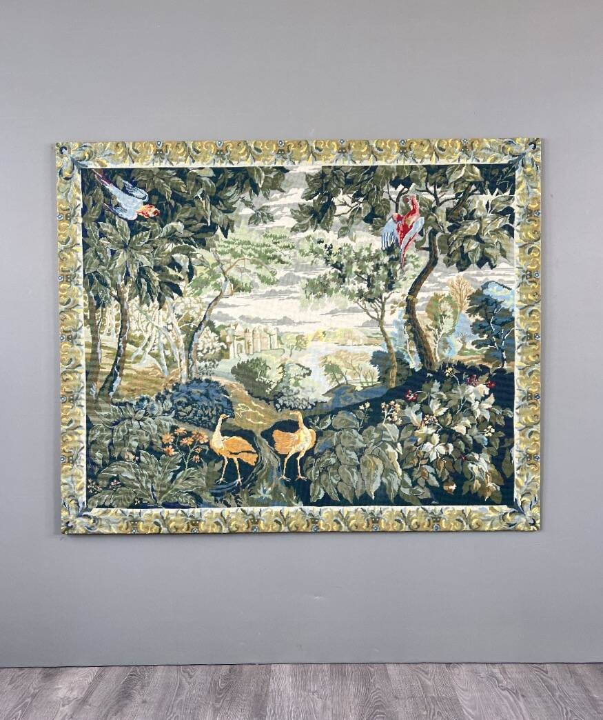 Large decorative tapestry, exotic birds, 20th century
