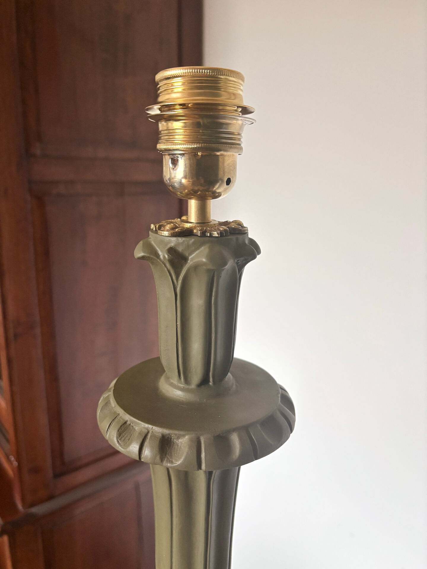 Restored vintage floor lamp – handmade Thevenon lampshade