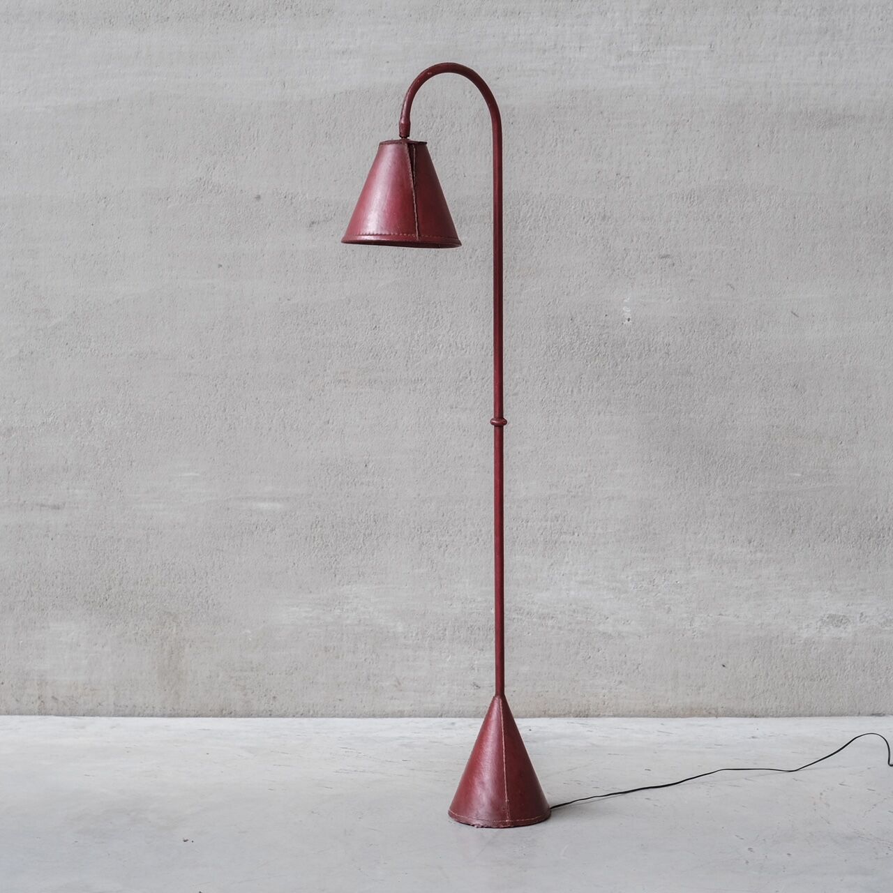 Mid-Century Spanish Leather Floor Lamp by Valenti