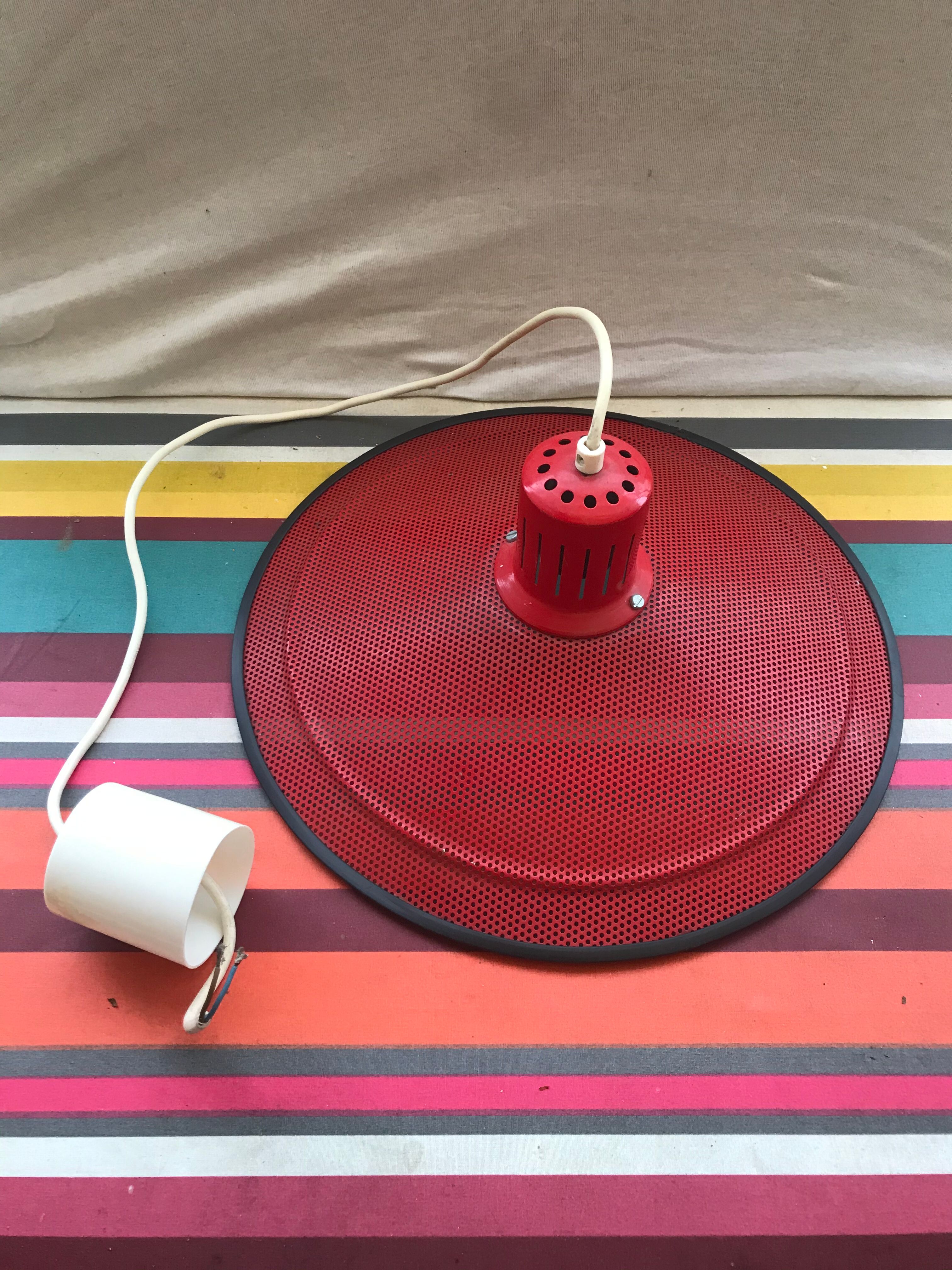 Old design metal perforated suspension in red