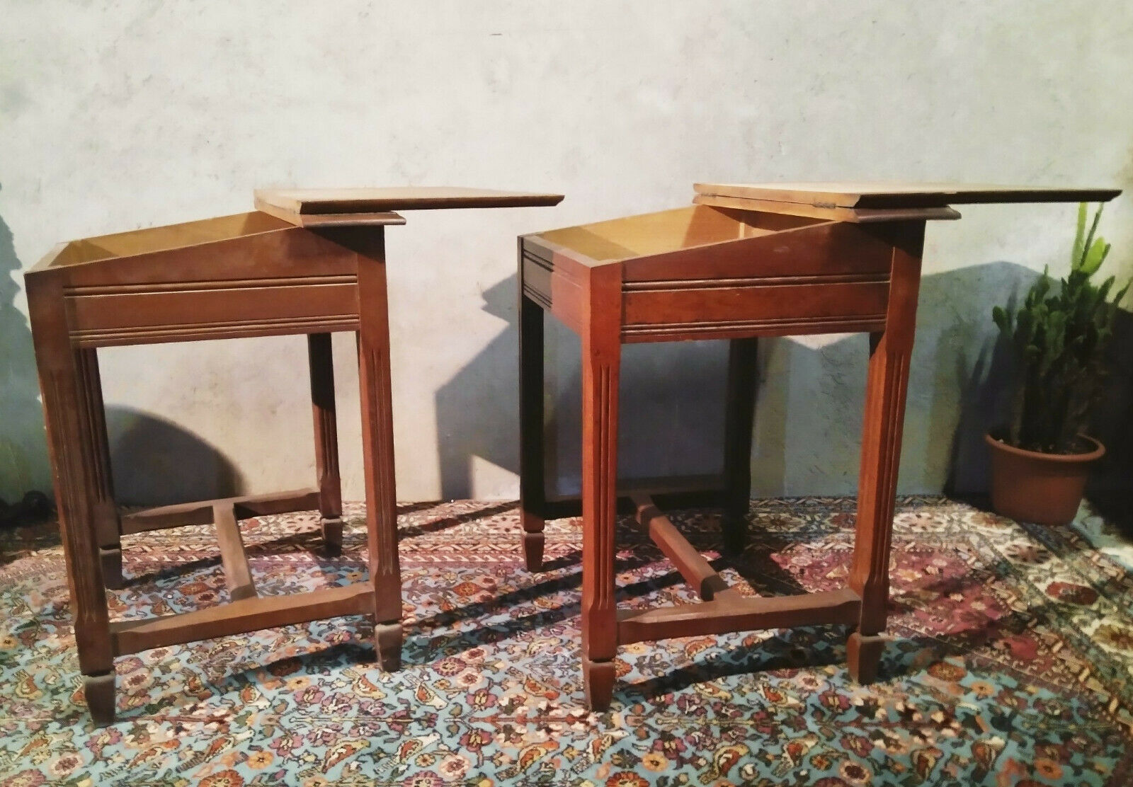 Pair of vintage school desks Hachette Messengers