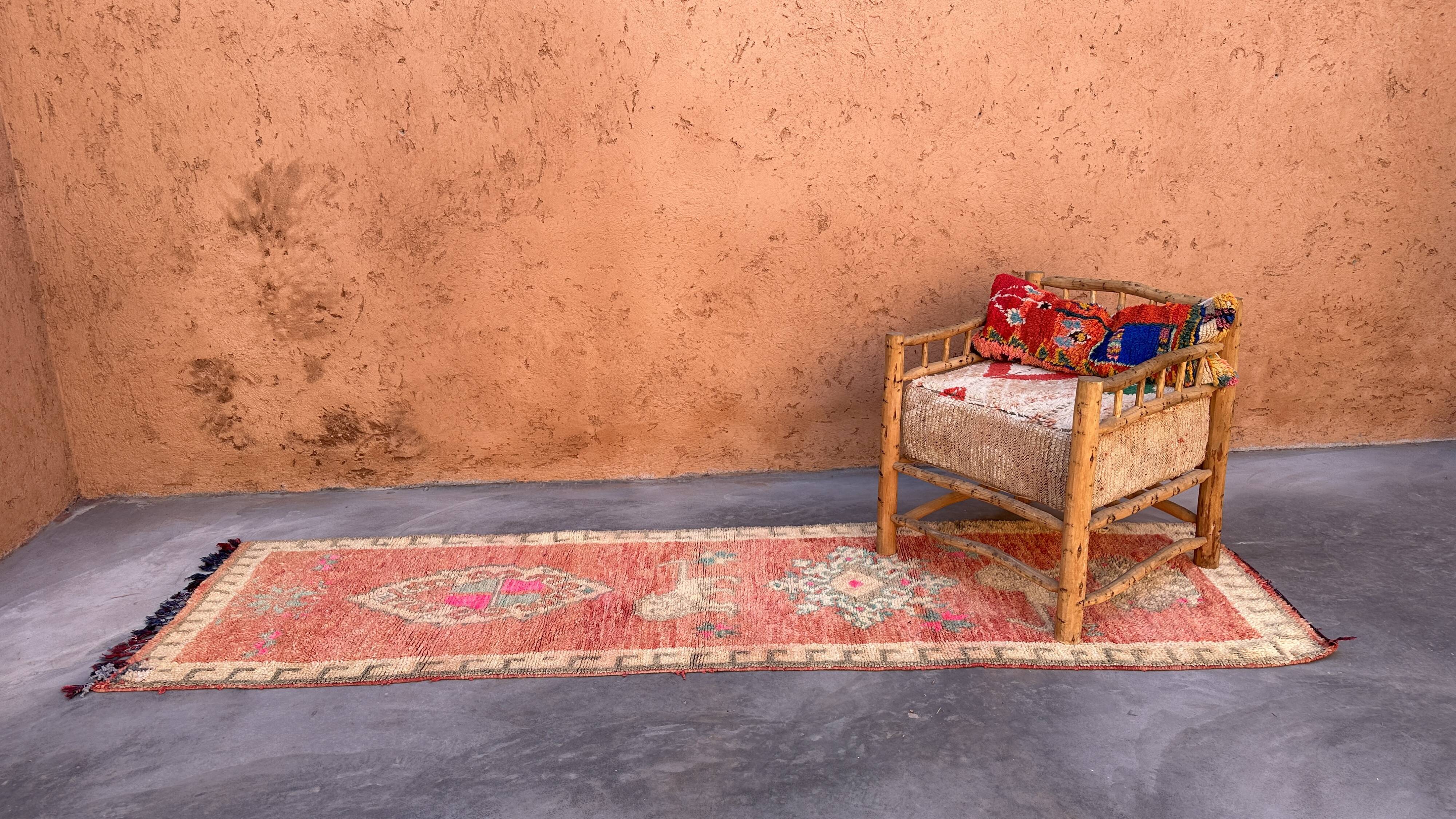 Neutral Boujad Moroccan rug - 313 x 88 cm