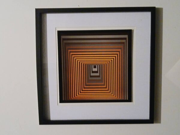 Triptyque Tableaux Vintage Art Optique - Victor Vasarely - 3 Cadres 40