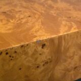 Jean-Claude Mahey coffee table for Roche Bobois, elm burl veneer, has