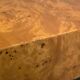 Coffee table by Jean-Claude Mahey for Roche Bobois, elm burl veneer, has