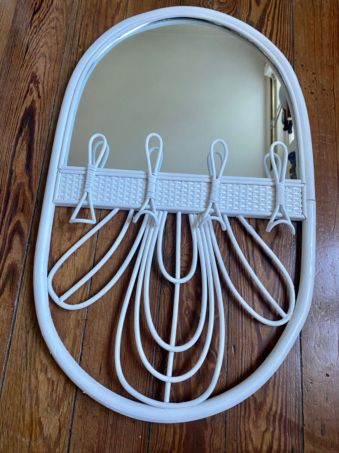 Miroir en rotin blanc