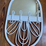 White rattan mirror