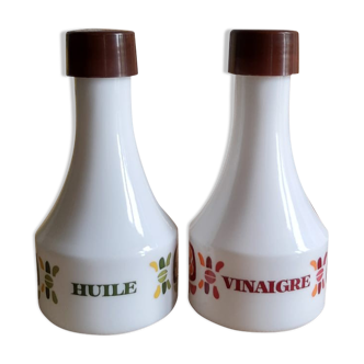 Service huile et vinaigre opaline Mobil années 70 - vintage