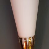 Art deco metal and opaline wall light