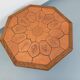 Octagonal coffee table Barrois with vintage herbarium patterns in oak and ceramic.