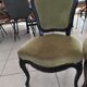 Lot de 2 chaises vintage style Louis XV – Velours vert & bois noir