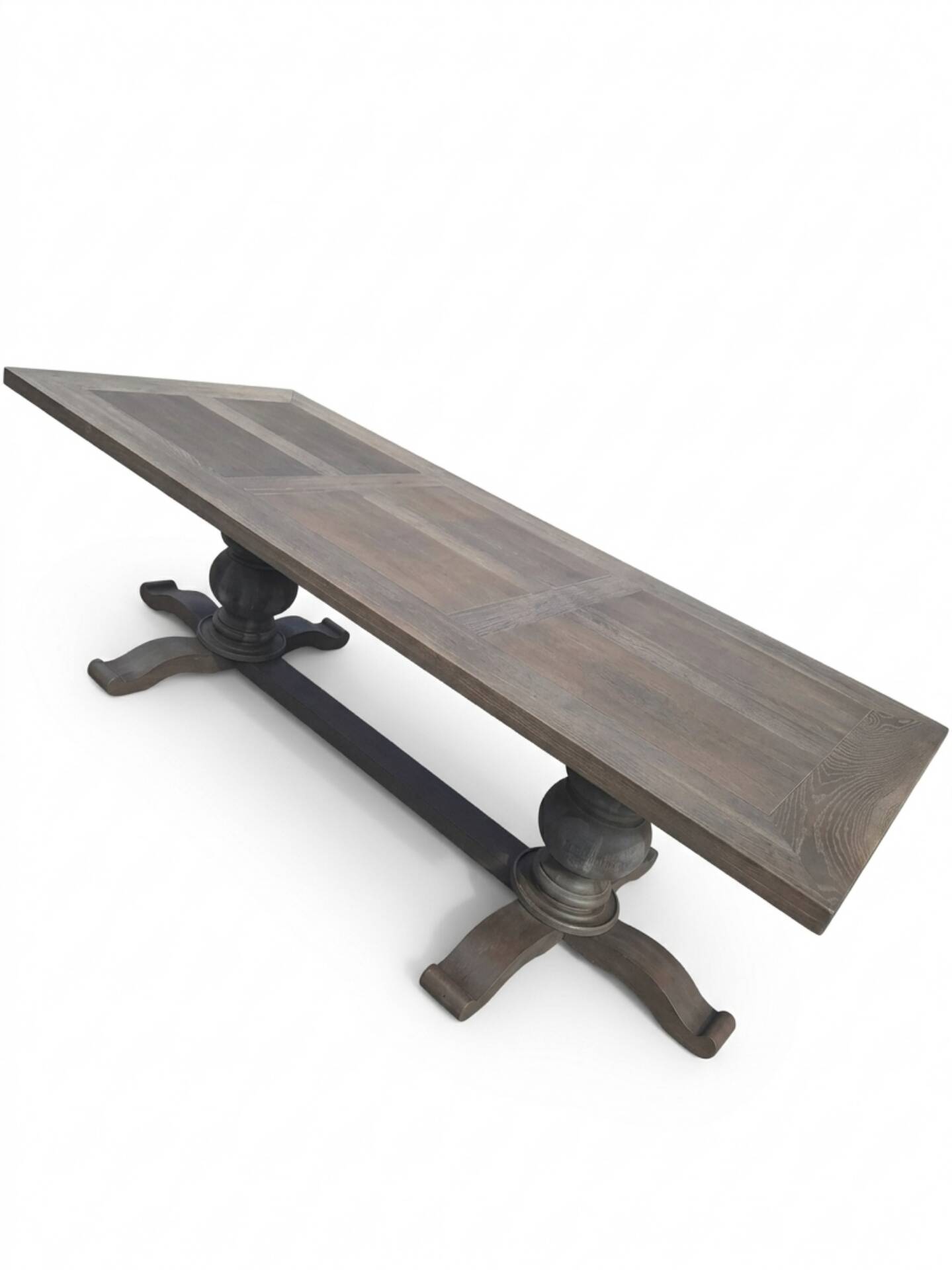 Table de ferme en chêne patiné gris